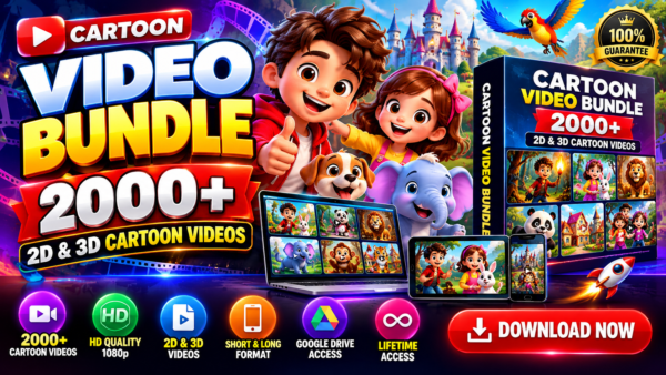 2000+ Ready-to-Upload 2D & 3D Cartoon Videos